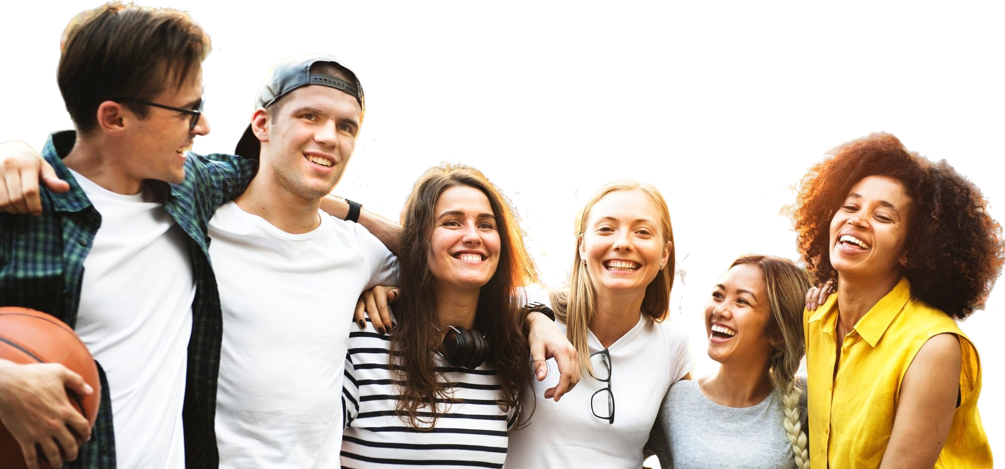 Grupo diverso de jovens representando convivência, diálogo e respeito